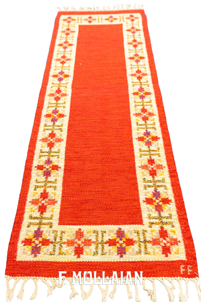 Scandinavian Rug Flat-weave Runner Red/Rust Color n°:360699